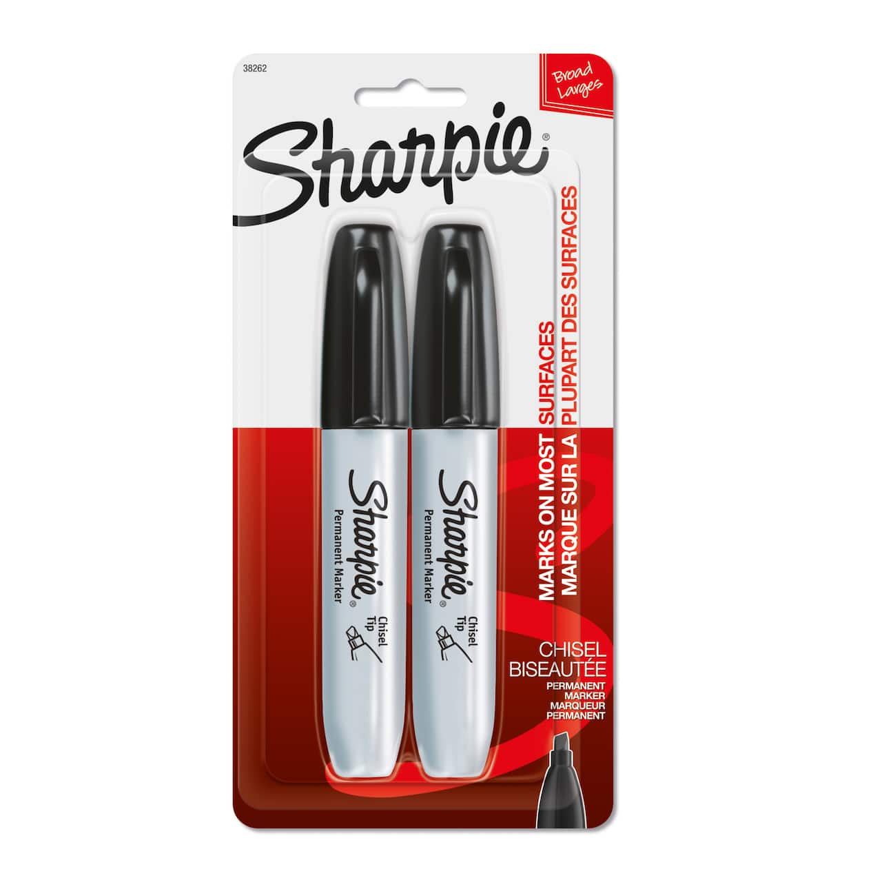 Sharpie® Chisel Tip Black Markers, 2ct.